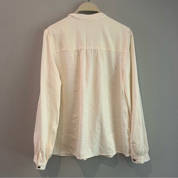 Women’s charter club cream textured button up long sleeve blouse size large 14 - Picture 5 of 6